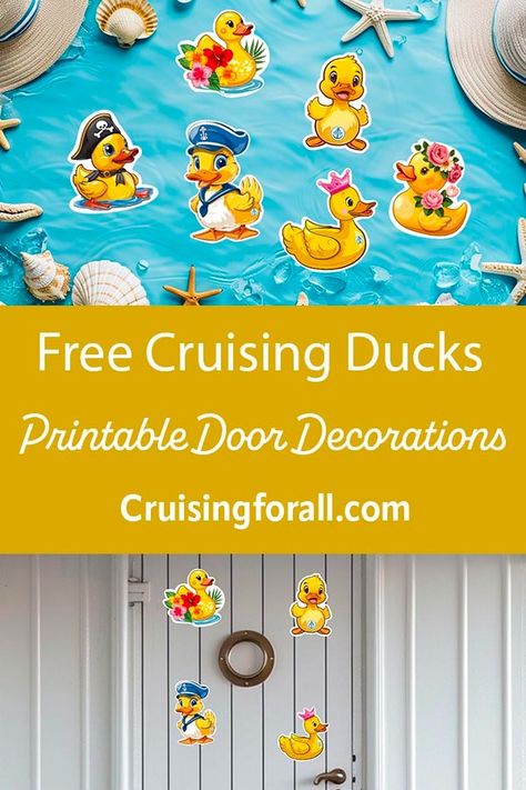 Free Printable Cruising Ducks - Cruising For All Carnival Drink Package, Princess Drinks, Caribbean Drinks, Cruise Activities, Cruise Italy, Disney Cruise Door, Cruise Kids, Cruise Door, P&o Cruises