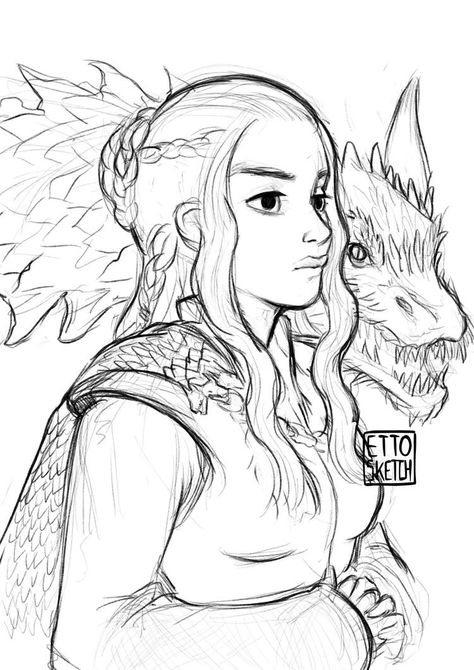 Game of Thrones - Daenerys Targaryen Daenerys Targaryen Drawing, Game Of Thrones Drawings, Dessin Game Of Thrones, Game Of Thrones Artwork, Shading Drawing, Game Of Thrones Dragons, Gra O Tron, Game Of Thrones Art, Queer Art