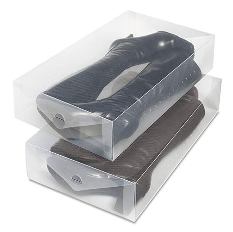 Whitmor Clear Vue Boot Box - Heavy Duty Stackable Boot Storage - (Set of 2) Clear Boots, Plastic Boots, Plastic Shoe Boxes, Boot Storage, Boat Storage, Plastic Shoes, Drawer Unit, Organization Solutions, Plastic Box Storage