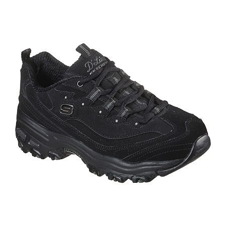 Skechers D'lites, Womens Walking Shoes, Black Skechers, Skechers D Lites, Sneaker Design, Basket Noir, Shoes Walking, Sporty Casual, Fabric Shoes