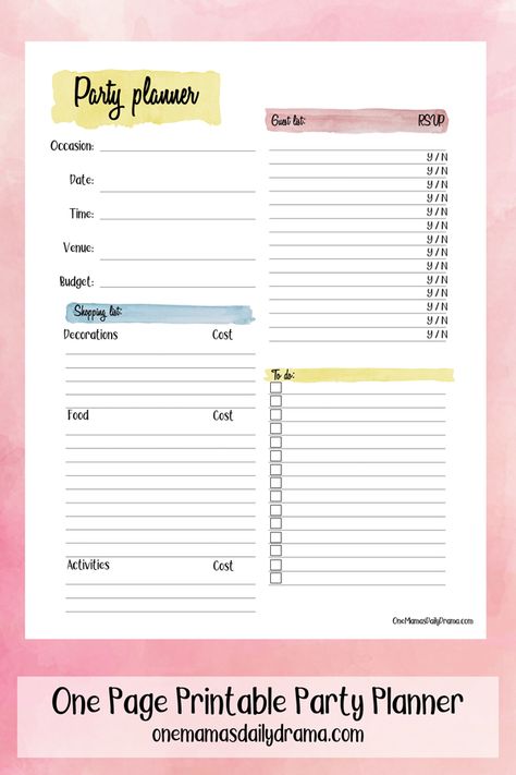 Birthday Party Planner Printable, Free Printable Party Planner, Kids Birthday Party Planner, Party Planner Template, Party Agenda, Budget Planner Free, Birthday Party Planner, Party Checklist, Student Planner Printable