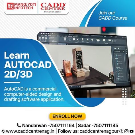 ✅Yes, you need to learn AutoCAD 2D in order to work on AutoCAD 3D Join our CADD Courses at CADD Centre Nagpur For More Info ,📱Call us on Nandanvan- 7507111164 I Sadar-7507111145 #caddcentre #caddcentrenagpur #autocadtraininginnagpur #autocaddesign #autocad2d #autocad3d #AutoCAD2023 #caddcoursesinnagpur #nagpurcity #nagpur #autocadarchitecturetrainingcourses #architecturedesign #civilcad #mechanicalcad #Electricalcad #ArchitecturalCAD #interiordesigner Autocad Training, 3d Autocad, Learn Autocad, Electrical Cad, Cad Designer, Computer Aided Design, Autocad, To Work, To Learn