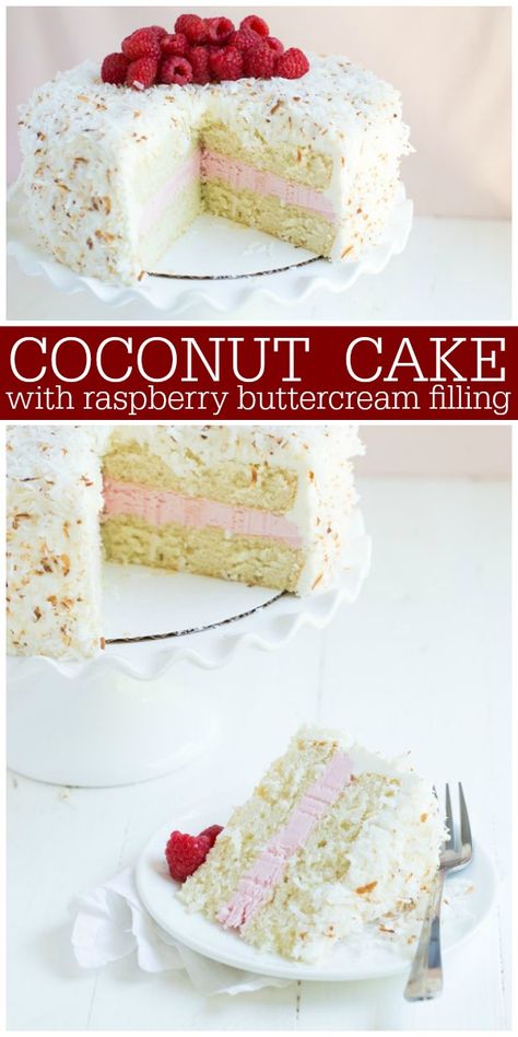 Buttermilk Cake, Raspberry Buttercream, Coconut Cake Recipe, Buttercream Filling, Coconut Cake, Filling Recipes, Savoury Cake, Food Cakes, Easy Cake