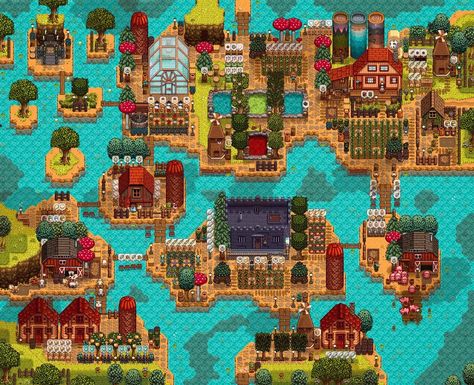 River Land Farm Stardew Valley, Stardew Valley Layout Riverlands, Stardew Valley Riverland Farm Layout Cute, Stardew Valley Riverland Farm Design, Stardew Valley Water Farm Layout, Stardew Valley Fishing Farm Layout, Mountain Farm Stardew Valley, River Farm Layout Stardew Valley, Stardew River Farm Layout