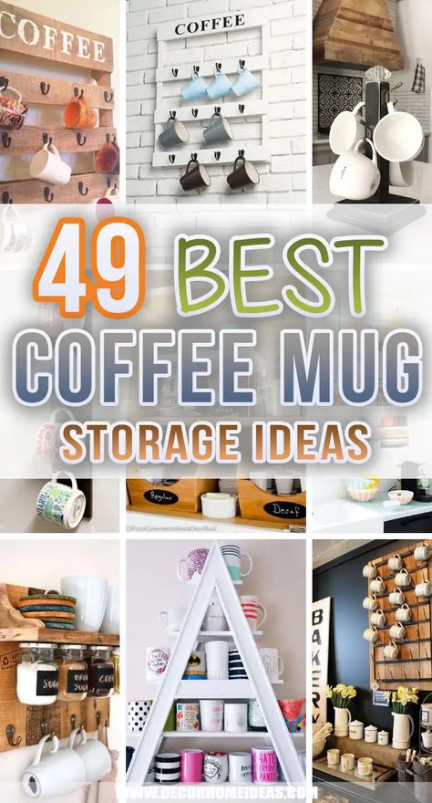 Shelves For Coffee Mugs, Kitchen Mug Storage Ideas, Coffe Mug Shelf, Corner Coffee Mug Display, Hanging Coffee Mugs Under Shelf, Diy Coffee Cup Display, Coffee Cup Wall Display Mug Rack, Kitchen Mug Shelf, Coffee Mug Shelves