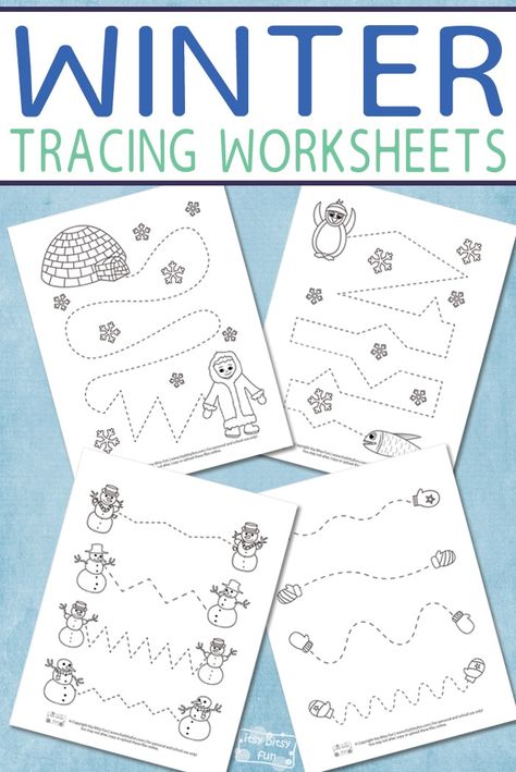 Free Printable Winter Tracing Worksheets for Kids #freeprintablesfokids #winterprintablesforkids #tracingworksheets Winter Worksheets, Winter Lesson Plan, Winter Printables, Winter Activities Preschool, Winter Kindergarten, Winter Activities For Kids, Winter Preschool, Preschool Lesson Plans, Winter Crafts For Kids