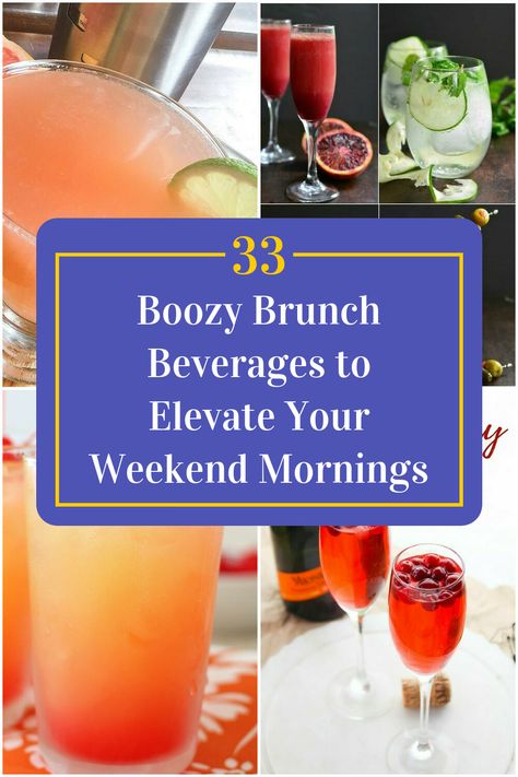 Collage of 4 brunch cocktails. Breakfast Alcoholic Drinks, Sunday Brunch Cocktails, Brunch Beverages, Breakfast Brunch Party, Prosecco Drinks, Breakfast Cocktails, Creative Breakfast, Morning Brunch, Girls Brunch