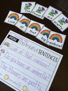 Spring Literacy Activities, Scrambled Sentences, Kindergarten Spring, Sentence Scramble, Spring Kindergarten, Spring Classroom, Sentence Building, Spring School, 1st Grade Writing