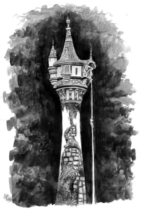 rapunzel's tower on les pays des contes de fees by foreverwonderstruck When Will My Life Begin, Rapunzel's Tower, Tangled Tower, Rapunzel Tower, Disney Fanart, Tangled Rapunzel, Disney Rapunzel, Art Pen, I Saw The Light