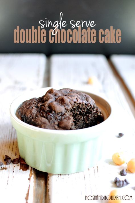 Single Serve Double Chocolate Cake with nourishing add-ins! Single Serving Chocolate Cake, Double Chocolate Cake, Single Serve Desserts, Single Serving Recipes, Mug Recipes, Single Serving, Dessert Dishes, Vegan Cake, Single Serve