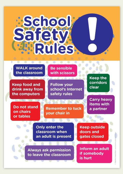 School safety rules are very important for children as well as teachers.  The 12 points listed, when implement will give right environment for kids to not misuse and/or get injured. School Safety Rules, Kids Safety Poster, Playground Safety Rules, Safety Rules At School, Science Safety Rules, Classroom Safety, Ece Resources, Lab Safety Rules, Teaching Safety