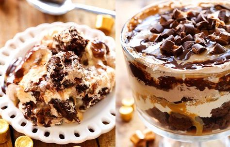 Try this Caramel ROLO® Brownie Trifle recipe, made with HERSHEY'S products. Enjoyable baking recipes from HERSHEY'S Kitchens. Bake today. Rolo Brownies, Brownie Trifle Recipe, Dessert For A Crowd, Easy Trifle, Hershey Recipes, Trifle Recipes, Brownie Trifle, Chilled Desserts, Hershey Candy