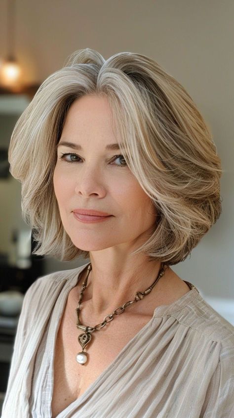 Medium Relaxed Hair, Medium Bob Haircut, Short Silver Hair, Layered Haircuts For Medium Hair, Beautiful Gray Hair, Birthday Hairstyles, Sleek Bun, Gray Hair Cuts, Choppy Hair