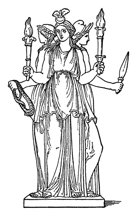 Goddess Magic, Greek Goddess Art, Maiden Mother Crone, Hecate Goddess, 16 Tattoo, Goddess Symbols, Arte Punk, Goddess Tattoo, Engraving Illustration