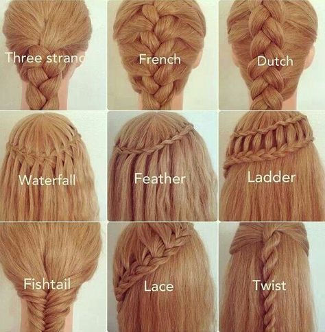 Different types of braids and their names Knot Hairstyles, Different Braids, Types Of Braids, Top Knot, Hair Dos, Hair Designs, Hairstyle Ideas, Hair Day, Pretty Hairstyles