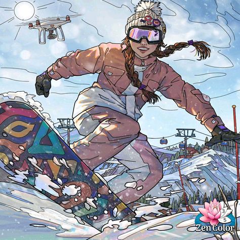 Snowboard Art Illustration, Snowboarding Reference, Snowboarder Drawing, Snowboarding Drawings, Snowboarding Drawing, Snowboard Drawing, Ski Drawing, Snowboard Art, Ski Pictures