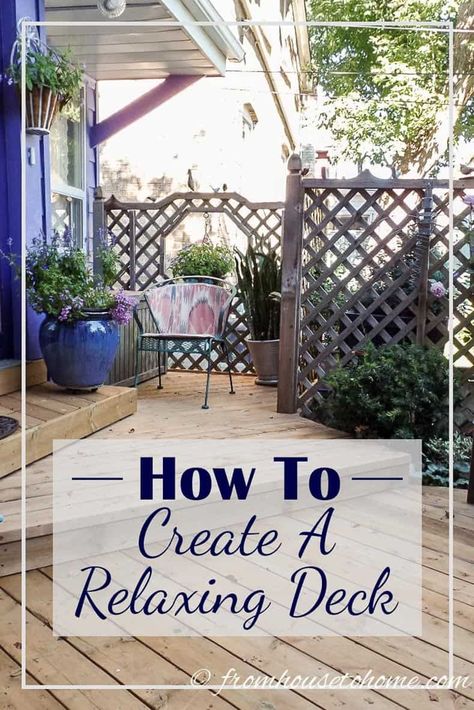 Looking for tips to make your deck feel more welcoming? Click here to find out how to create a relaxing deck that will make you want to spend time outdoors. #fromhousetohome  #outdoorlivingspace #patiosanddecks #structures #gardeningtipsandplants Zen Backyard, Japanese Painted Fern, Deck Outdoor, Laying Decking, House To Home, Yoga Studio Design, Deck Construction, Lattice Fence, Diy Outdoor Decor