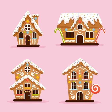 Simple Gingerbread House, Gingerbread House Clipart, Gingerbread House Patterns, Gingerbread Cards, Christmas Gingerbread Cookies, House Clipart, Gingerbread Ornaments, Illustration Noel, Christmas Card Art