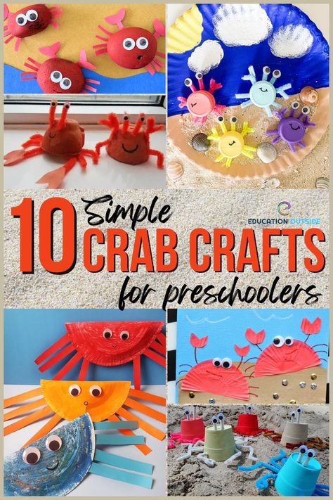 The crab is one of the animals explored when teaching the ocean theme. This orange-shelled creature is so popular that it inspired books, songs, and even animated shows. Most stories showcase the crab’s emotions and ability to use its pincers to help, attack, or defend itself. Let’s look at ten activities highlighting how amazing these sea creatures are. Crab Activities For Preschool, Crab Preschool Activities, Crab Activity Preschool, Hermit Crab Activities Preschool, A House For Hermit Crab Activities Preschool, Crab Craft Preschool, Crab Crafts, Sea Activities, Summer Preschool