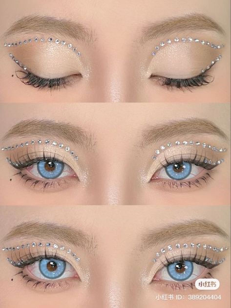 Douyin Eye Makeup, Brown Eye Makeup, Pastel Makeup, Windows To The Soul, Rhinestone Makeup, Eyeshadow Products, Douyin Makeup, Cute Eye Makeup, Face Art Makeup