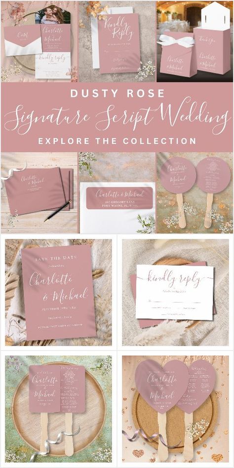 Rose Calligraphy, Style Names, Spring Wedding Invitations, Dusty Rose Wedding, Elegant Wedding Invitation, Winter Frost, Personalised Wedding Invitations, Calligraphy Script, Wedding Suite