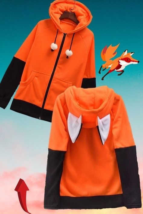 Fox Hoodie, Animal Sweater, Diy Kostüm, No Copyright Music, Fox Ears, Copyright Music, Creation Couture, Drawing Clothes, Red Fox