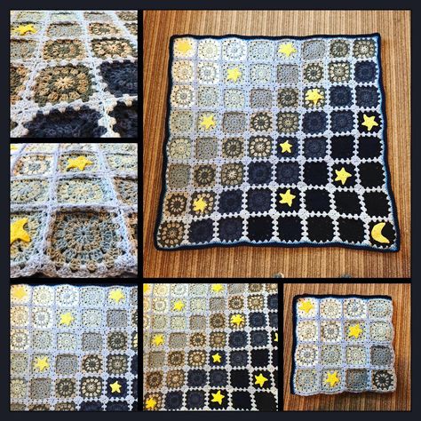 Goth Crochet Projects, Night Blanket, Sky Blanket, Crochet Square Blanket, Swap Ideas, Support Each Other, Kawaii Crochet, Crochet Quilt, Knitted Baby Blankets