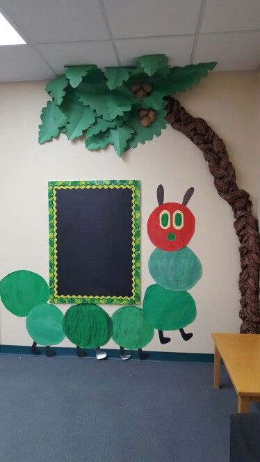 Caterpillar Decorations For Classroom, Hungry Caterpillar Classroom Theme, Caterpillar Bulletin Board, Tree Kindergarten, Chicka Boom Boom Tree, Eric Carle Classroom Decor, Eric Carle Classroom Theme, Chicka Chicka Boom Boom Tree, Hungry Caterpillar Classroom