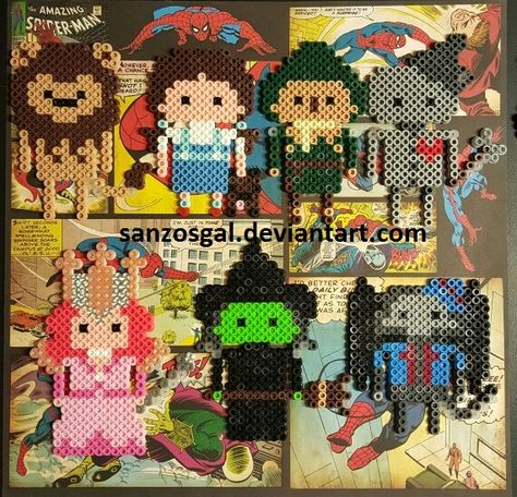 Wizard of Oz perler beads by sanzosgal Wizard Of Oz Perler Beads, Perler Ornaments, Perler Characters, Melts Beads, Perler Bead Mario, Geek Cross Stitch, Crochet Rag Rug, Perler Creations, Pearl Beads Pattern