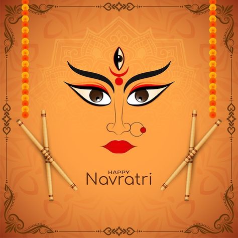 Premium Vector | Happy Navratri Maa Durga Illustration Festival Background Social Media Post Template Vector Navratri Durga Illustration, Navratri Maa Durga, Durga Chalisa, Dandiya Raas, Happy Durga Puja, Hindu Rituals, Hindu Festival, Goddess Durga, Celebration Background