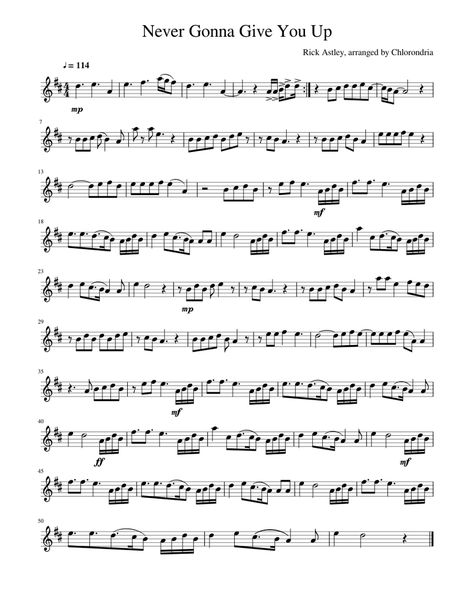 Never Gonna Give You Up Violin Sheet Music, Never Gonna Give You Up Sheet Music, Kahoot Violin Sheet Music, Sheet Music Saxophone, Saxophone Pick Up Lines, Alto Saxophone Music Sheets, Sheet Music Alto Saxophone, Alto Sax Music Sheet, Tenor Saxophone Music