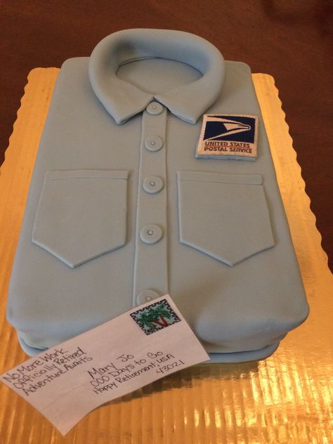 Post Office Retirement, Postal Worker Retirement Party, Office Retirement Party, Retirement Party Ideas, Retirement Cake, Office Themes, Office Shirt, Postal Worker, Retirement Community