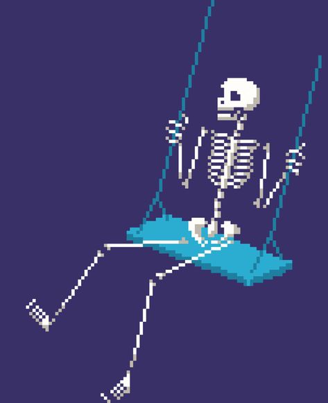 Skeleton Swing Falling Skeleton, Dancing Skeleton Cross Stitch, Skeleton Holding Surfboard, Cross Stitch Skeleton, 8 Bit Skeleton, Skeleton Sitting, Surfing Skeleton, Stitch Fiddle, Cross Stitch Pattern Maker