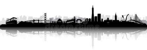 San Francisco Skyline Silhouette vector. Black and White Vector of the San Franc , #spon, #Skyline, #Silhouette, #San, #Francisco, #vector #ad Clip Art Images Free, Reflection Illustration, Black And White Vector, Oil Pastels Painting, Skyline Silhouette, Rainbow Painting, Band Tattoo, Paint Splash, Blue Watercolor