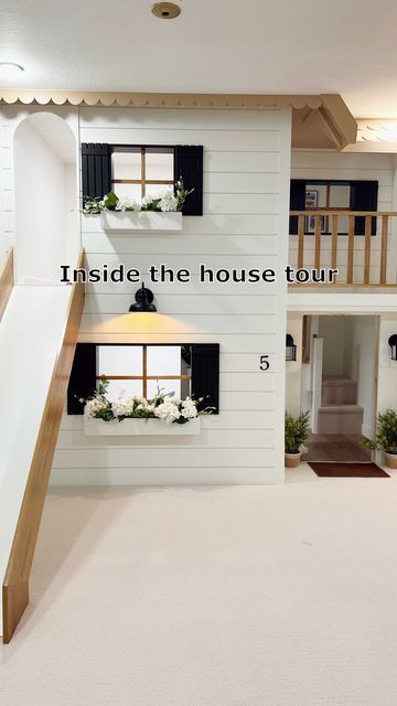 Diy Indoor Loft Playhouse, Madison Fisher Instagram, Fishfam Playhouse, Indoor Loft Playhouse, Playhouse In Playroom, Boys Playhouse Interior, Girls Playhouse Interior, Indoor Treehouse Playroom, Diy Playhouse Indoor