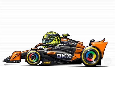 Lando Norris Cartoon, F1 Car Cartoon, F1 Cars Drawing, Lando Norris Drawing, F1 Cartoon, F1 Drawing, Motorsport Clothing, Hello 2024, F1 Pictures