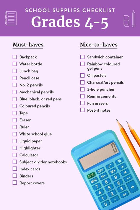 4th Grade School Supply List, Best School Supplies For Middle School, 5th Grade School Supplies List, School Supplies For 5th Grade, School Supplies 5th Grade, School Supplies Checklist, High School Essentials, School Supplies List Elementary, Elementary School Supplies