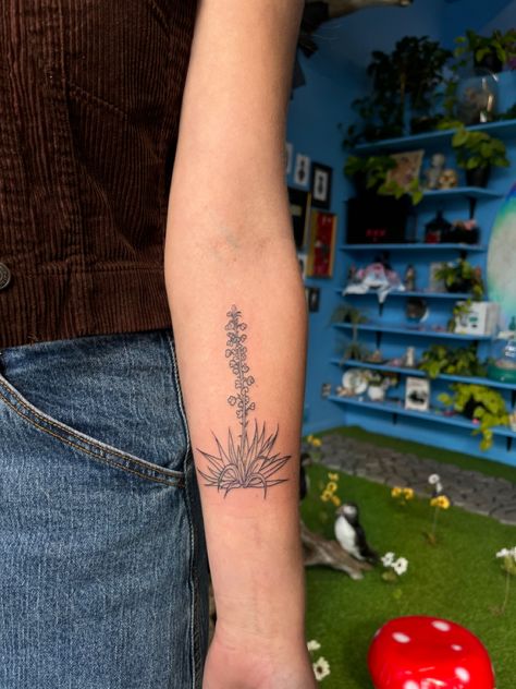 Agave Flower Tattoo, New Mexico Flower Tattoo, Small New Mexico Tattoo, Minimalistic Cactus Tattoo, Yucca Tattoo New Mexico, High Desert Tattoo, Barrel Cactus Tattoo, Sedona Arizona Tattoo, Desert Plant Tattoo