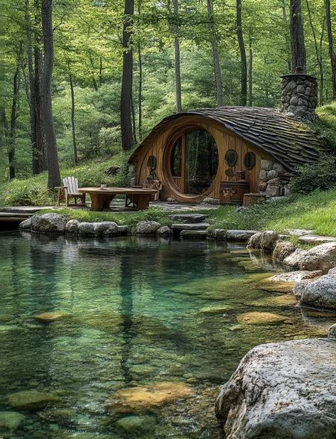 Camouflage House, Small Stone Cottage, Waterfront Cabins, Cute Cottages, Rural Architecture, Small Cottage Homes, Underground Homes, Hobbit Hole, Fantasy Homes