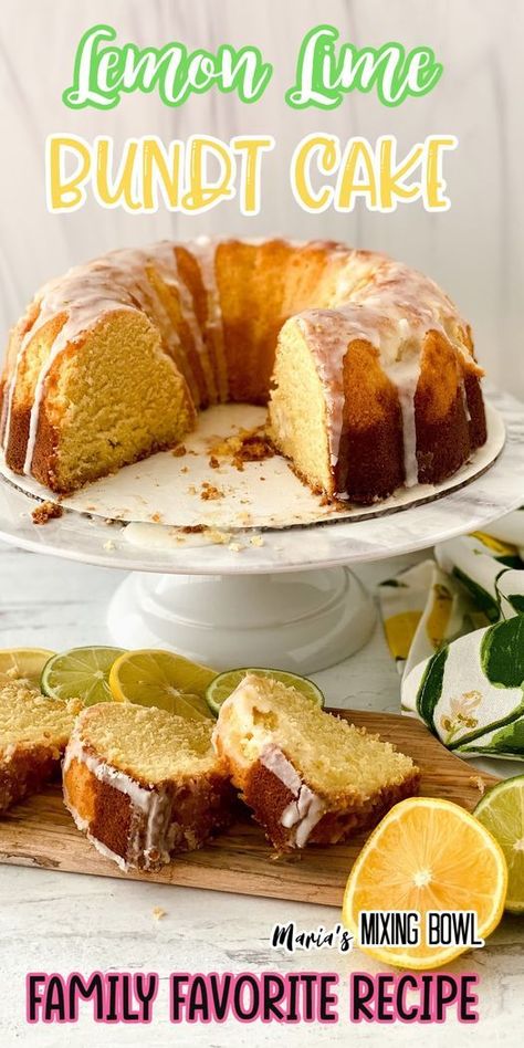 Lemon Lime Bundt Cake is a rich, moist cake that’s perfect for a family dessert or holiday get-together. Topped with a tasty glaze to gild the lily, this bundt cake is always a welcome sweet treat for… Lemon Lime Bundt Cake, Lemon Bundt Cake With Lemon Lime Soda, Lemon Lime Soda Bundt Cake, Lemon Lime Soda Cake, 7up Bundt Cake, Lime Bundt Cake, Lemon Lime Cake, Easy Yummy Breakfast, Family Desserts