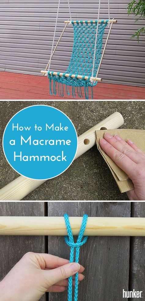 Diy Hammock Chair, Diy Hanging Chair, Macrame Hammock Chair, Diy Summer Decor, Diy Swing, Macrame Hanging Chair, Macrame Chairs, Macrame Hammock, Diy Hammock