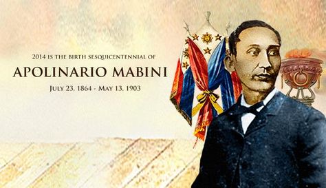 "The Sublime Paralytic” and the “Brains of the Revolution” during the Philippine Revolution against Spain and later the Philippine-American War.  Let's commemorate the 150th birth anniversary of Apolinario Mabini Apolinario Mabini Picture, Apolinario Mabini, Filipino Heroes, Philippine Revolution, Filipino History, Mission Vision, National Heroes, News Flash, The Revolution