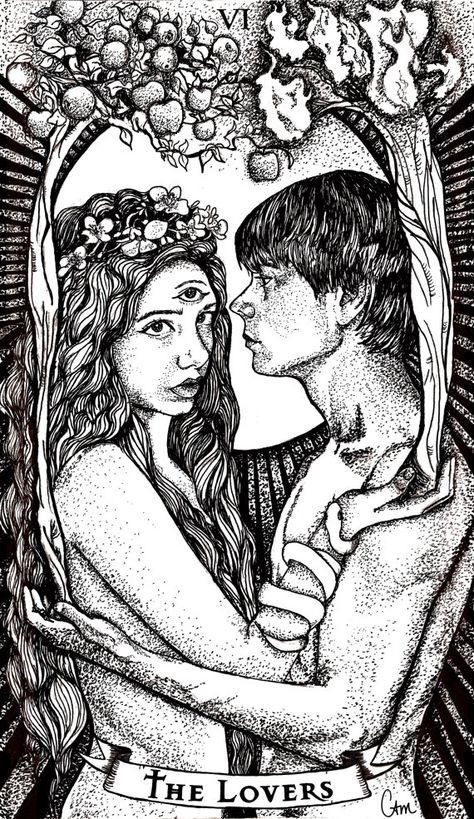 The Lovers Tarot Card by Chelsea Monico on Behance Celtic Cross Tarot, Tarot Card Print, Lovers Tarot Card, The Lovers Tarot Card, The Lovers Tarot, Bristol Board, Tarot Cards Art, Card Print, Tarot Card Decks