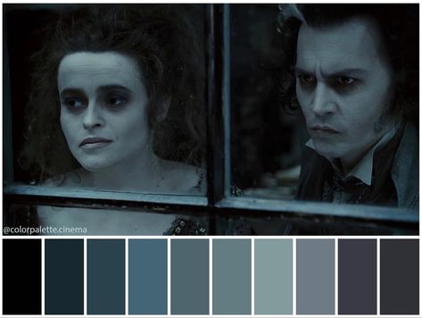 Movie Color Palette, Tim Burton Style, Beige Color Palette, Key Frame, Color Drawing Art, Tim Burton Films, Fleet Street, Sweeney Todd, Color Palette Design