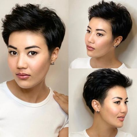 20+ Cutest Pixie Cuts That Won't Take Forever to Style - 162 Pixie Cut Asian, Asian Pixie Cut, Pixies Haircut, Layered Pixie Haircuts, Women With Short Hair, Asymmetrical Pixie Cuts, Choppy Pixie Cut, Cute Pixie Cuts, Textured Pixie Cut