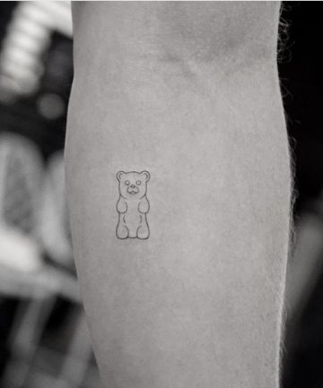 Candy Tattoo, Bear Tattoo Designs, Food Tattoos, Bear Tattoos, Bear Tattoo, A Teddy Bear, Nature Tattoos, Gummy Bear, Small Tattoo