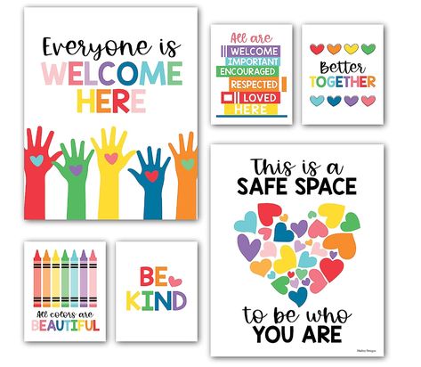 Hadley Designs 6 Colorful Poster Diversity Posters For Classroom Decor For Teachers Elementary, Inclusive Decorations For Teachers Elementary, Lgbt Safe Space Sign School Decor Classroom Posters High School, Safe Space Sign, Classroom Diversity, Safe Space Poster, Classroom Kindness, Decorations For Classroom, Social Worker Office Decor, Multicultural Classroom, Diversity Poster