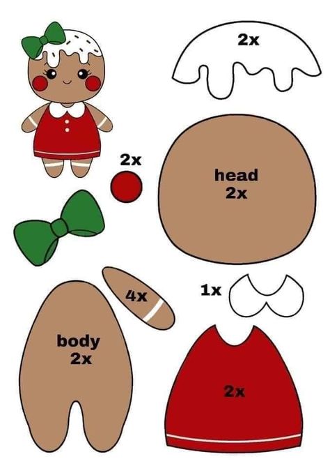 Felt Gingerbread Ornaments, Diy Felt Christmas Ornaments, Gingerbread Crafts, Gingerbread Christmas Decor, Felt Crafts Patterns, Felt Crafts Christmas, Holiday Crafts Christmas, Felt Christmas Ornaments, Christmas Templates