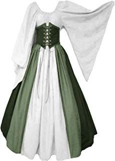 Amazon.fr : Robe Medieval : Vêtements Gothic Lace, Medieval Gothic, Trumpet Sleeves, Lace Up Dress, Dress For Women, Lace Up, For Women, Lace, Green