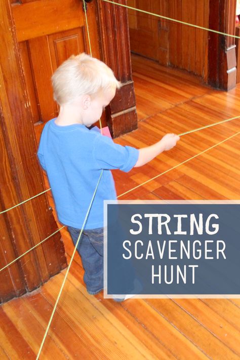 String yarn through the house for a fun indoor scavenger hunt for kids Indoor Scavenger Hunt For Kids, Physical Activities For Toddlers, Indoor Scavenger Hunt, Simple Activities, Scavenger Hunt For Kids, Scavenger Hunts, Spelling Activities, Indoor Fun, Unschooling